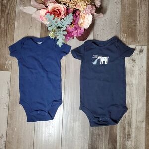 Carter's Baby Boy Size 12m Blue Onesie Bodysuit Bundle NWOT 2 Piece